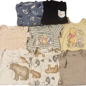 Bundle 12 Month Baby Boy Unisex Onesies Footie Pajamas Animals Winnie the Pooh
